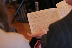 View over my mom's shoulder to the Azariah tunebook