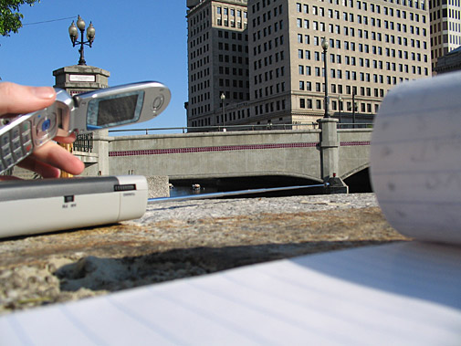 The equipment. Recording by the canal