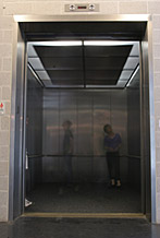 View of Rapture/Rupture from the hallway, with Linda Pearlman Karlsberg (my mom) and me inside